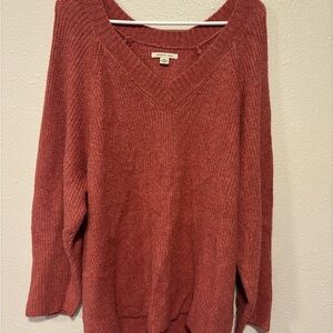 American Eagle Outfitters V-Neck Sweater - Rust